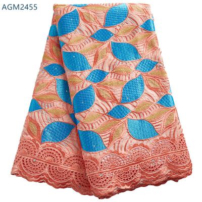 China Handmade2021 High Quality Soft Swiss Voile Dubai Embroidery Cotton Viable African Lace Fabric In Switzerland For Party 2455 for sale