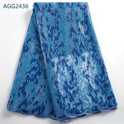 China 2021 Anti-static Nigerian Wedding 3D Mesh Ankara African Lace Fabric With French Guipure Lace Fabric With Sequins Popular 2436 for sale