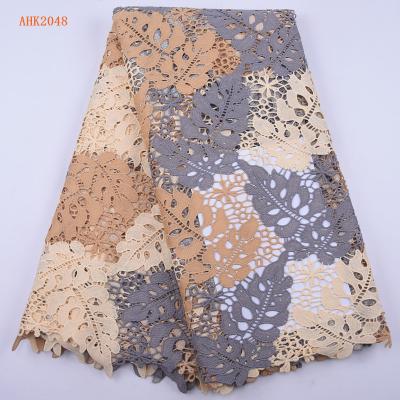 China Hot Selling Water Soluble Printed Swiss Lace Fabric High Quality Embroidery Guipure Rope To Lace Dry Lace Fabric For Wedding Party 2048 for sale