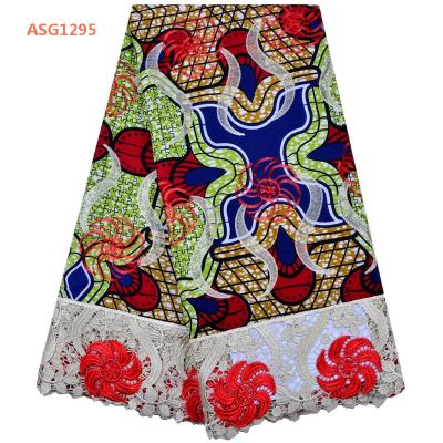 China Anti-Static African Lace Fabric 5 Yards Wax African Lace Fabrics For Nigerian Party High Quality Wax Lace Fabric For Wedding for sale