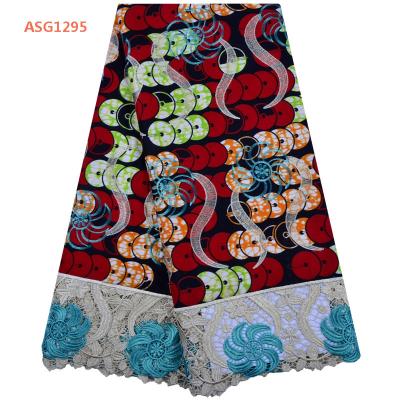 China High Quality Embroidered Nigerian Ankara Wax Lace Fabric Guipure Cotton Anti-Static African Wax Fabric For Wedding for sale