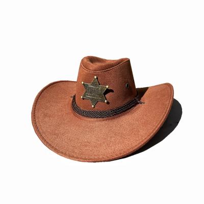 China Wholesale Custom Made Fashion Felt Fedora Cap Western Suede Cowboy Wide Brim Hat Men Women Sun Hat Outdoor Sombrero With Strap for sale