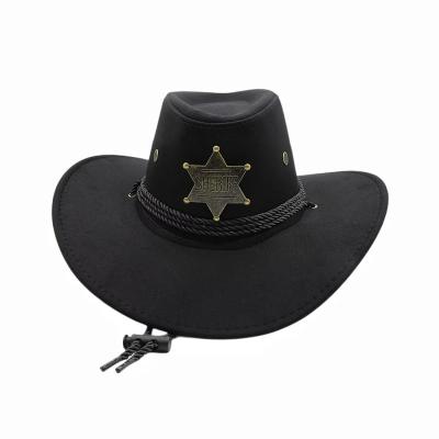 China Wholesale Custom Made Fashion Felt Fedora Cap Western Suede Cowboy Wide Brim Hat Men Women Sun Hat Outdoor Sombrero With Strap for sale