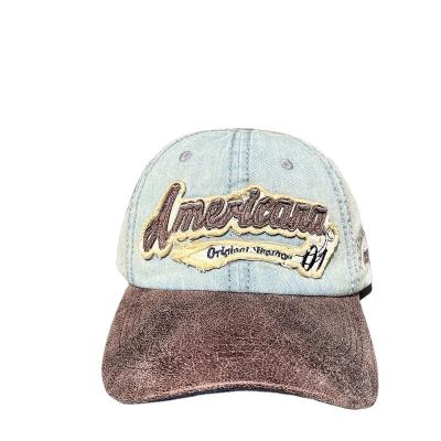 China COMMON Custom Adjustable Snapback Denim Cotton Suede Letter Embroidery Vintage Baseball Hats Hat For Men And Women for sale