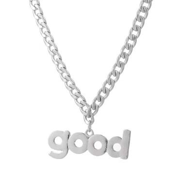 China Europe and America Letter GOOD Pendant Necklaces for Women Men Jewelry Link Chain Long Stainless Steel Punk Jewelry Accessories for sale