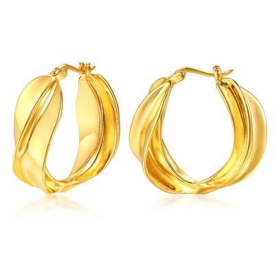 China TRENDY Small Chunky Twisted Hoop Earrings For Women Girls 18K Gold Plated Metal Ear Hoops Jewelry Wholesale Fashion Gift for sale