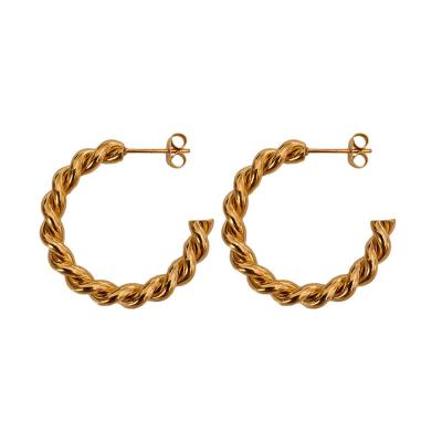 China TRENDY High Quality Twisted Stud Earrings For Women Girls 18K Gold Plated Ear Studs Metal Jewelry Fashion Birthday Gift Wholesale for sale