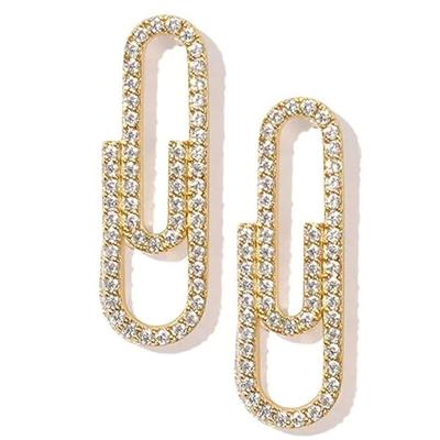 China TRENDY Real Gold Plated Safety Pin Stud Earrings For Women Girls Hypoallergenic Zircon Studs Cute Jewelry Earings Jewelry for sale