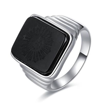 China Vintage 925 Sterling Silver Rings The Great Gatsby Ring Real 925 Sterling Silver Signet Rings for Women Men's Black Onyx Wedding Band Size 5-11 Gift for sale