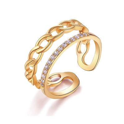 China TRENDY 18k Gold Plated Open Rings For Women Wedding Band Adjustable Knot Waist Vintage Flower Retro Female Engagement Jewelry for sale