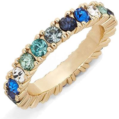 China FASHIONABLE 3 Color Multicolor Rainbow Crystal Rings For Women Female CZ Stone Jewelry Girls 18K Gold Plated Engagement Bridal Wedding Band for sale