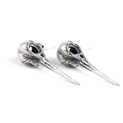 China Hiphop 925 Sterling Silver Teens Hummingbird Skull Stud Earring | Punk Earrings For Women Girls Cool INS Style Jewelry for sale