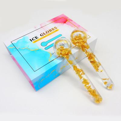 China Glóbulos de gelo de resfriamento 24K ouro rolo de massagem facial para rotinas de beleza diárias para reduzir inchaço facial e círculos escuros à venda