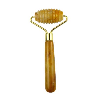 China Facial Massager Yellow Jade Custom Gemstone Jade Roller for Face and Neck Massage for sale