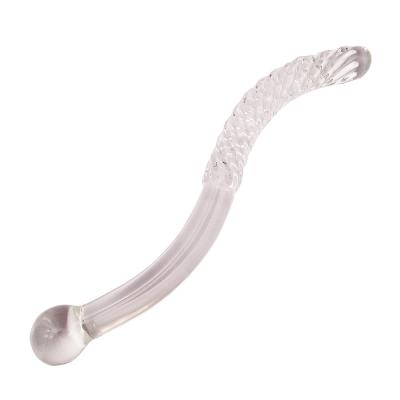 China Carved Technique 250mm Crystal Glass Dildo Massage Wand for Women Yoni Wand Stick Feng Shui Style Customized Logo for sale