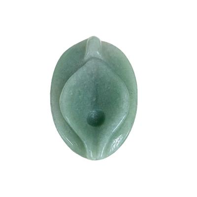 China Jade Vagina Carving Craft Groen Natuurlijke Genezing Fluoriet Spiritualiteit Reiki Vrouwen Bloem Figuur voor Producten Te koop