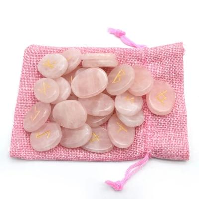 China 2024 Trend Products Rose Quartz Crystal Divination Runes Stone Sets for Divination Games Eye-Catching and Functional for sale