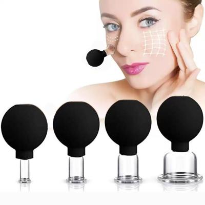 China 15/25/35/55mm 4 Pieces Silicone Glass Facial Suction Cupping Set for Vacuum Suction Massage Therapy on Eyes Face and Body for sale