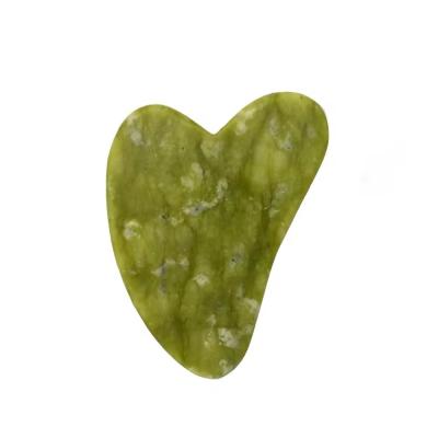 China Xiuyan verde Jade Gua Sha piedras para masaje facial herramienta de fisioterapia infrarroja cara cuello y masaje del cuerpo área en venta