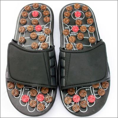 China 2020 Jade Stone Health Care Healing Acupuncture Shoes Genuine Leather Massage Slipper for Shoes Natural Foot Massage for sale