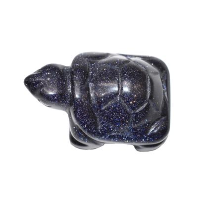 China Klantenvereiste Mysterieuze blauwe gesneden schildpad mini figuur voor vakantiehuisversiering Te koop