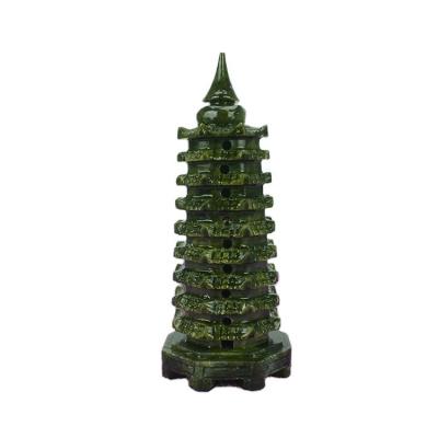 China Exquisite SCULPTURE Natural Sapphire Jade Wenchang Tower for Feng Shui Decoration Mode No ABK-13 for sale