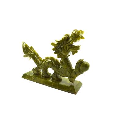 China Natural Green Chinese Jade Dragons Engraving in Feng Shui Style for Decorative Pieces for sale