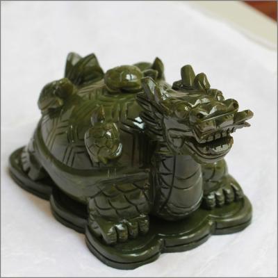 China Regionaler Vorzug Grüne Jade-Stein-Drachenschildkrötenstatue mit OEM-ODM-Akzeptanz zu verkaufen