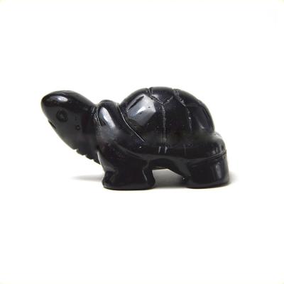 China Gemstone Black Obsidian Turtle Carved Stone Animal for Love Theme Decorations for sale