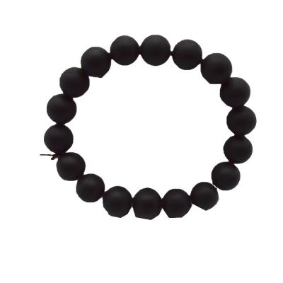 Cina Art Collectible Natural 10mm Black Bian Stone Beads Bracelets per uomini e donne in vendita