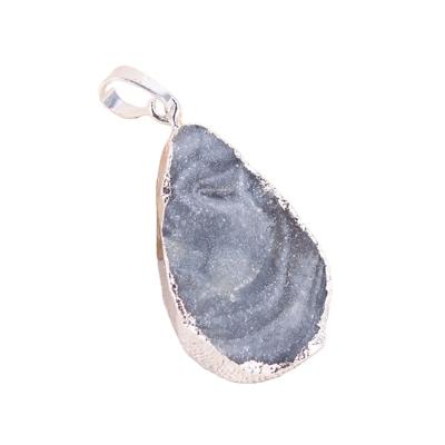 China Art Collectible Agate Slice Pendant Silver/Gold Plated Edge Feng Shui Theme Unique Design Handcrafted for sale