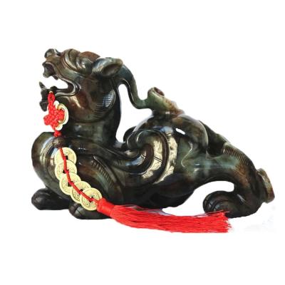 China Quartz Cristal Jade Pixiu Estatueta Verde para Casa Domínio 20 Cm Pedra preciosidade Feng Shui Gravura Figura Esculpida Decoração Doméstica Amor à venda