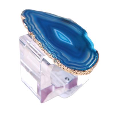 China PORTABLE Square-shape Crystal Buckle Napkin Ring made of Natural Agate Stone for Elegant Table Setting for sale