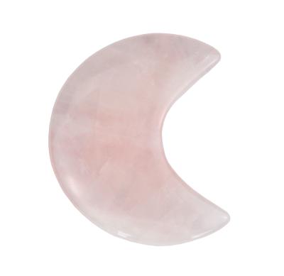 China 2024 Rose Quartz Mini Gua Sha Stone Crescent Shape Guasha stone Antique Imitation Style Convenient for Facial Massage for sale