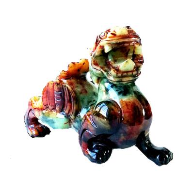 China Customized Shape Hand Carved 22cm Jade Pixiu Dragon Green Statue for Lucky and Evil Gemstone Included for sale