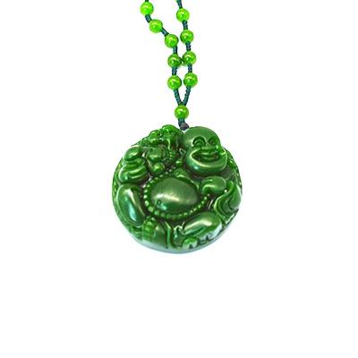 Chine Art Collectible Jade Verte Bouddha Guanyin Cristal Perlé Chaîne de Corde Pendentif Collier Pour Hommes Femmes à vendre