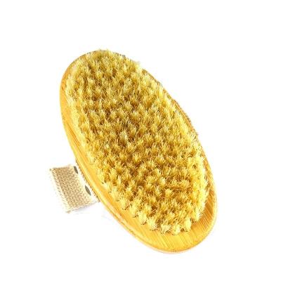 China Natural Wooden Handle Boar Bristle Skin Exfoliating Bamboo Shower Bath Brushes Body Dry Brush Body Brush for Deep Cleansing for sale