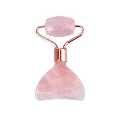 China Mini Rose Quartz Jade Roller Eye Skin Care Gua Sha Board Multi Functional Facial Beauty Device within 90 Characters for sale