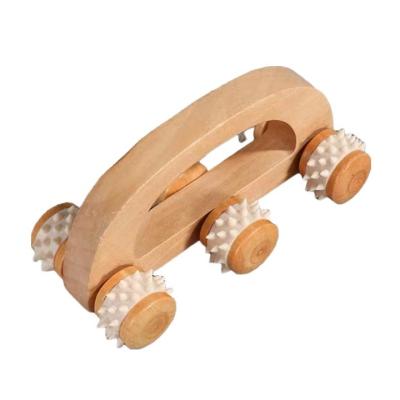 China 2023 Health Care Gift Wooden Handheld Muscle Roller Body Massage Stick Rolling Wood Massager for Facial Massager for sale