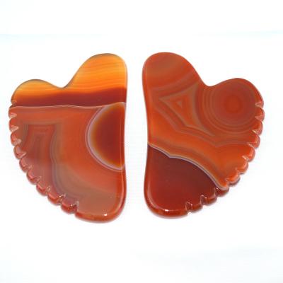 China Heart Shape Carnelian Gua Sha Scraping Massage Board With Teeth Red Agate Guasha Facial Body Massager Skincare Spa Relax Tool for Spa for sale