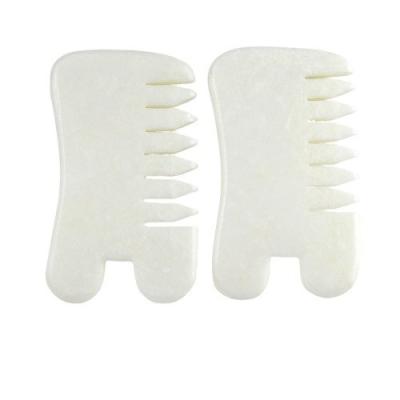 China White Jade Guasha Hair Salp Tools Massage Scraping Massage Tool Gua Sha Comb Jade For Face Neck Head And Body for sale