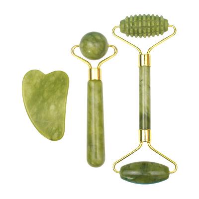 Chine 2024 Black Jade Roller Gua Sha Set pour le massage corporel et le soin du visage 100% naturel à double tête à vendre