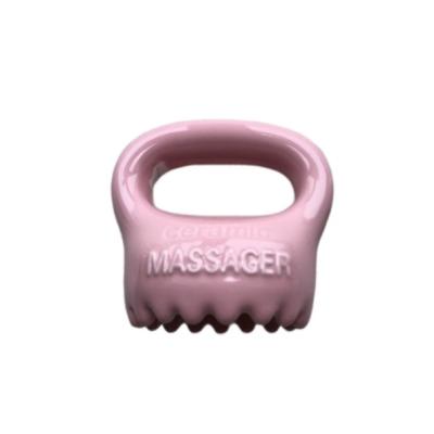 China Body Massage Equipment Ceramic Household Pink Color Gua Sha Scalp Massage Tool With Handle and Spa Relax Beauty Massager for sale