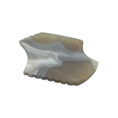 China Grey Agate Guasha Scraping Stone Portable Body Massager for Natural Jade Gua Sha and Skin Lifting for sale