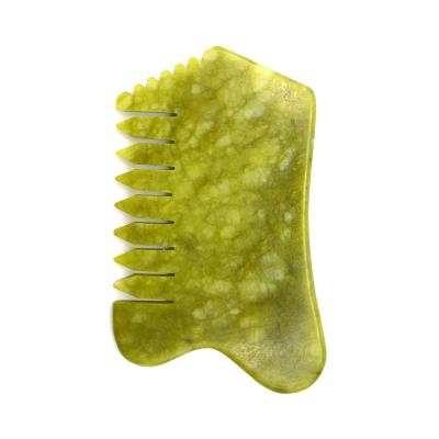 China Personal Health Care Green Jade Comb Guasha Scraping Tool for Head Caring and Labor Pain Relief Multifunctional Handheld for sale