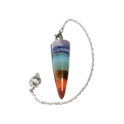 China Conical Section Natural Crystal Seven Chakra Healing Spirit Energy Pendulum Hexagonal Pyramid Necklace Pendant for sale