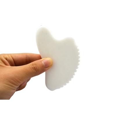 China OEM Private Label White Jade Gua Sha Handmade Healing Stone Gua Sha Scraping Facial Massage Tools for Decrease Puffiness for sale