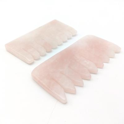 China Customized Logo Availabled Head Massage Comb Gua Sha Tools for Beauty 2024 Natural Roase Quartz for sale