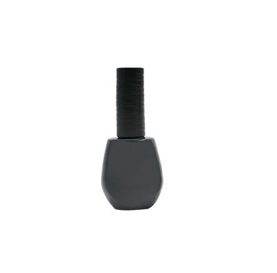 China Wholesale Cosmetic Matte Nail Polish Black Glass Bottle Round Square Empty Nail Polish Bottle 12ml for sale