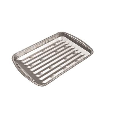 China Large Food Foil Broiler Pan Aluminum Foil BBQ Grill Tray for sale